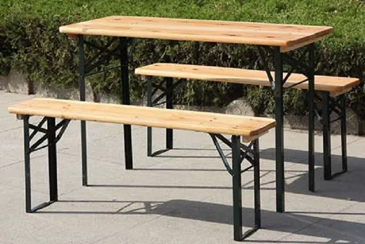 Bierkeller table with two wooden benches