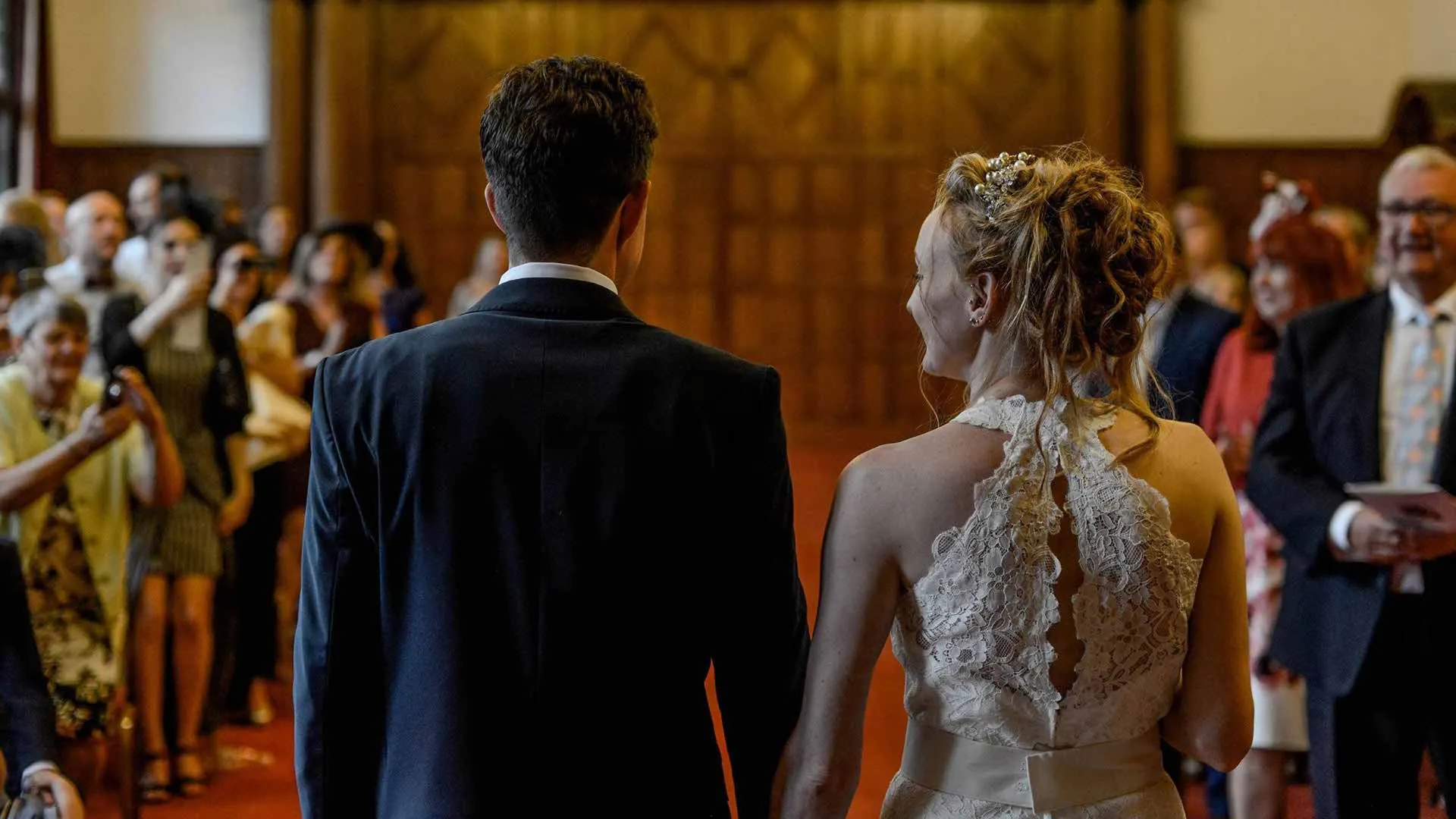 Chris and Sarah on their wedding day at Sheffield Town Hall