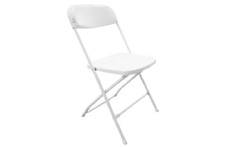 Folding white Samsonite chair