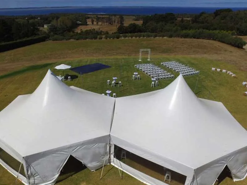 HEX marquee set up outdoors