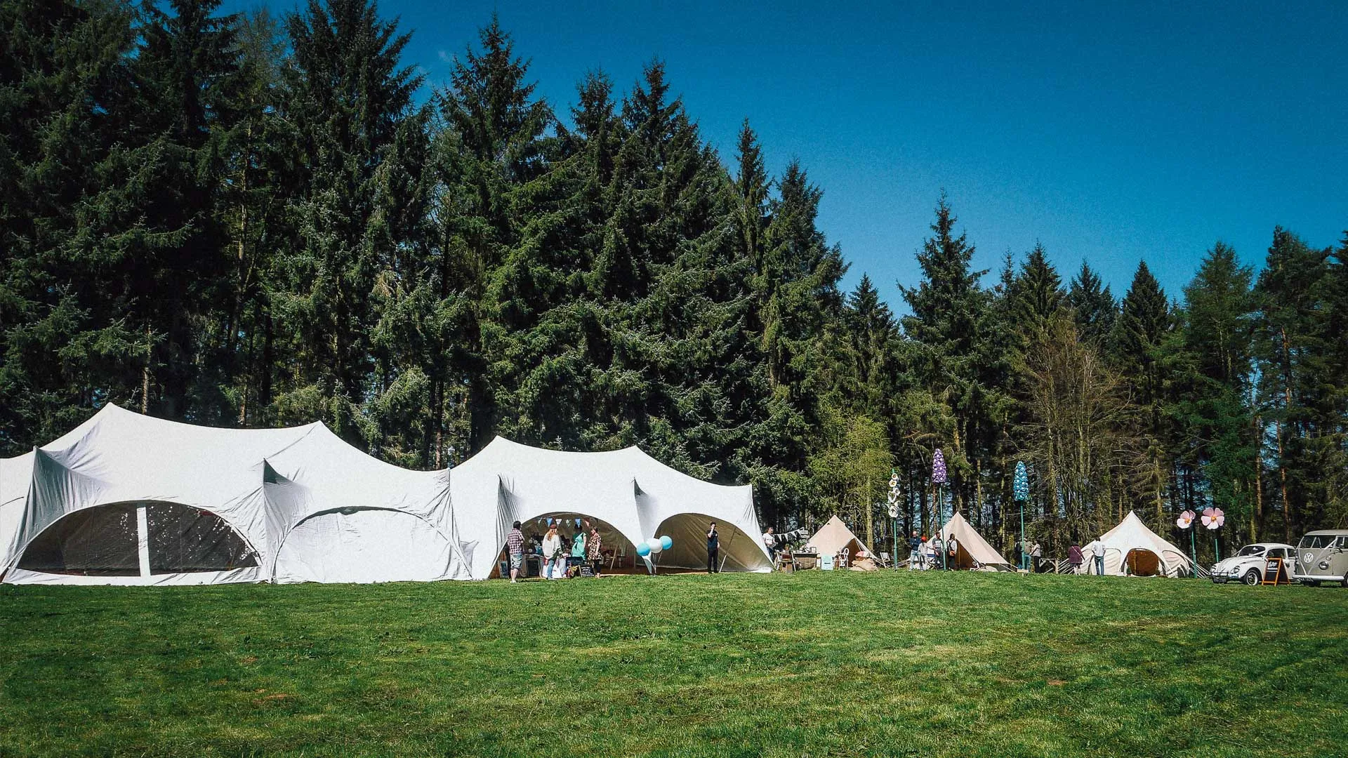 Marquees set up at Cotton Star, Bradfield