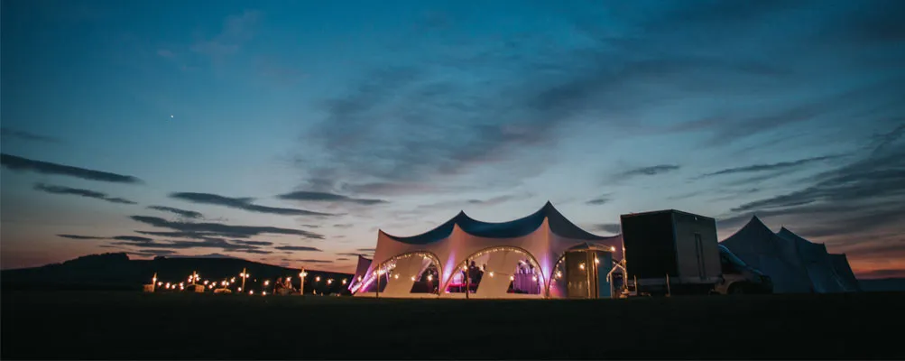Three T40 marquees connected at Mary and Mark’s wedding in Stannington