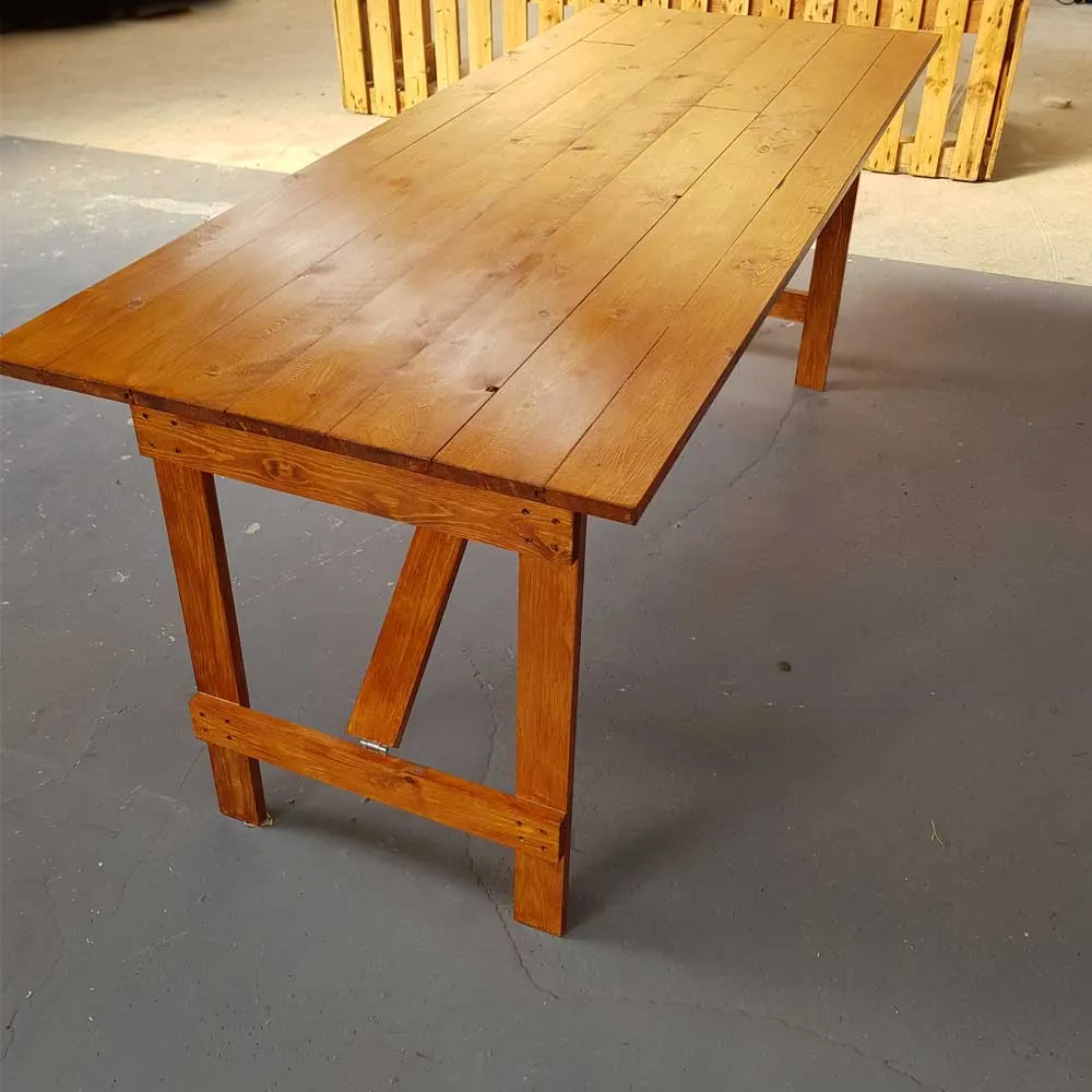 Handcrafted rustic table made from floorboards