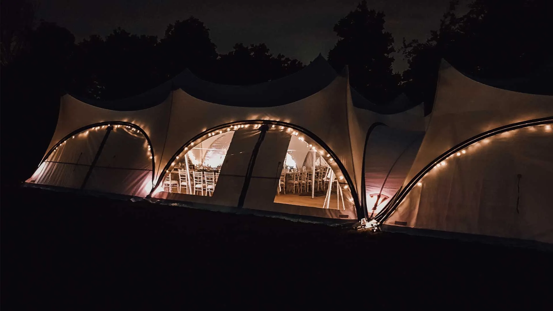 One and a half Trapeze marquees at Shelley and James’s wedding in Doncaster