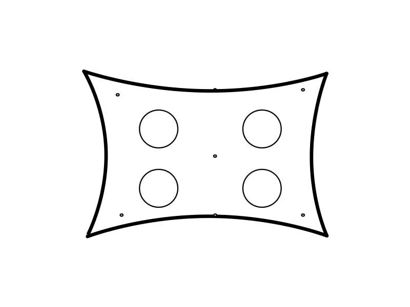 Floor plan: Trapeze T30 laid out with four round tables