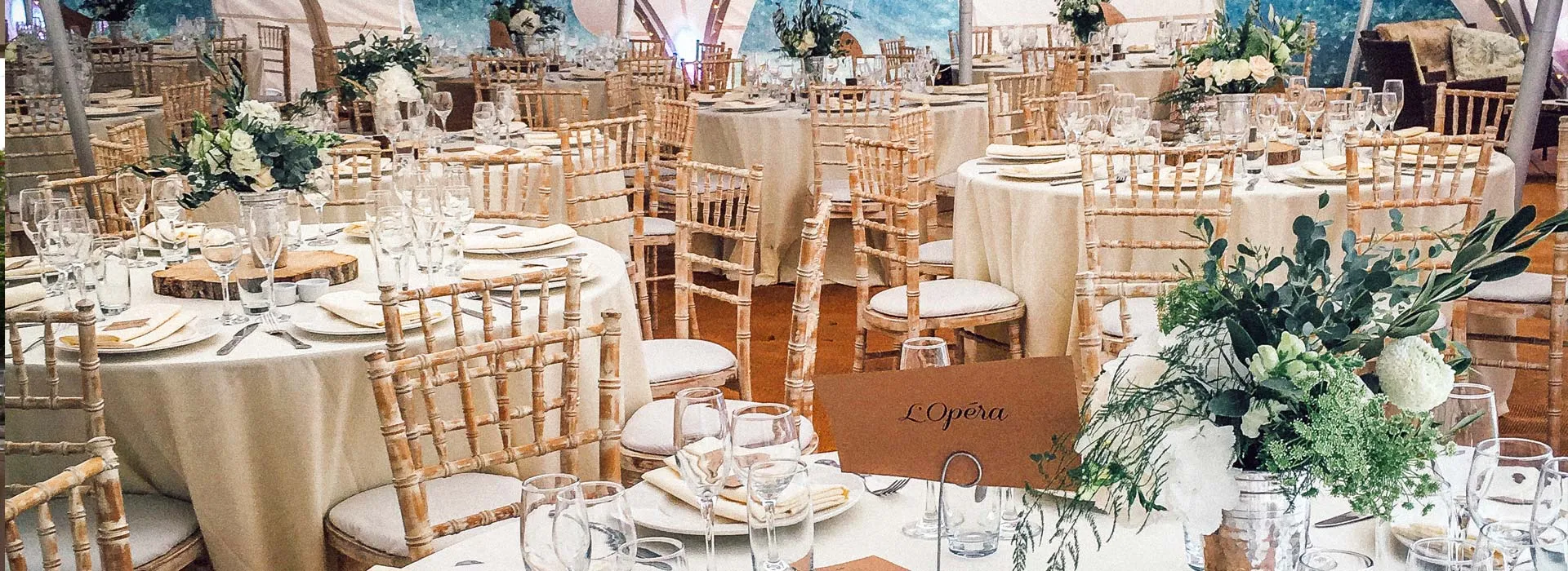 Marquee interior at Holmesfield, Derbyshire