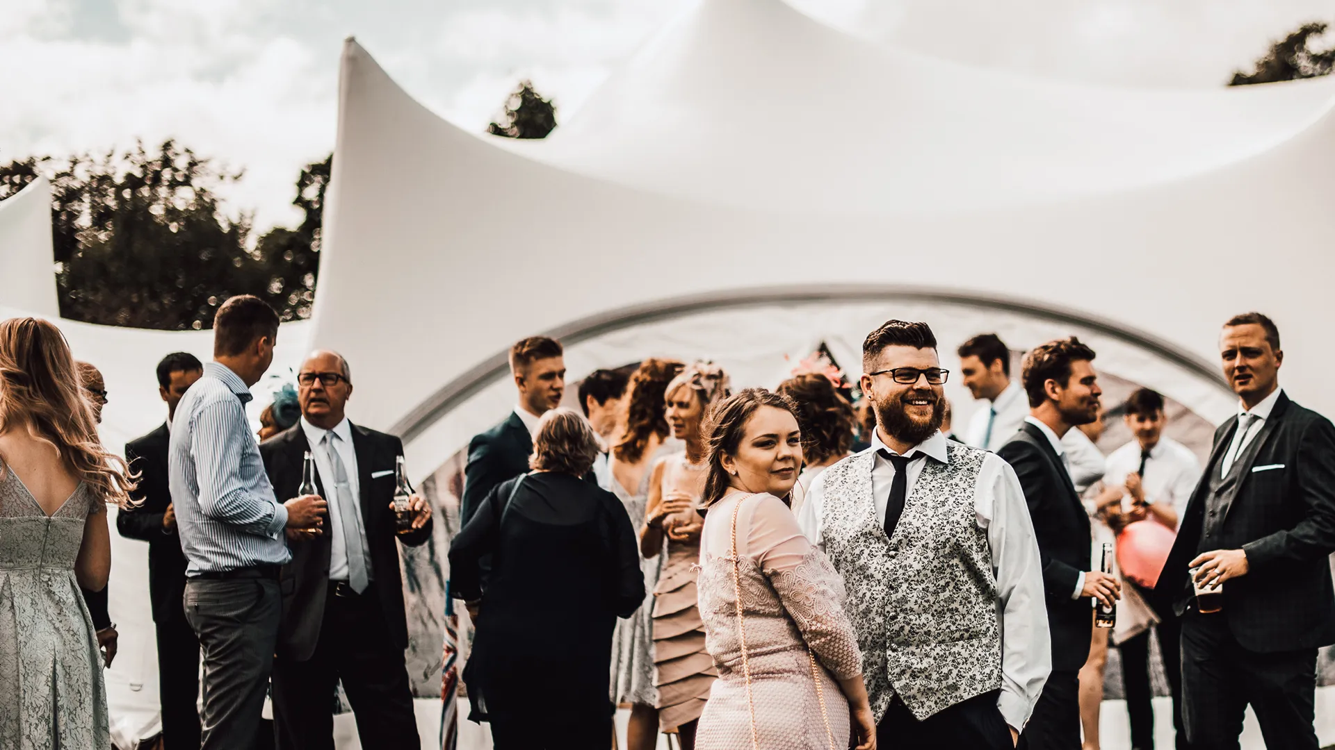 Trapeze marquee exterior at a Rotherham wedding